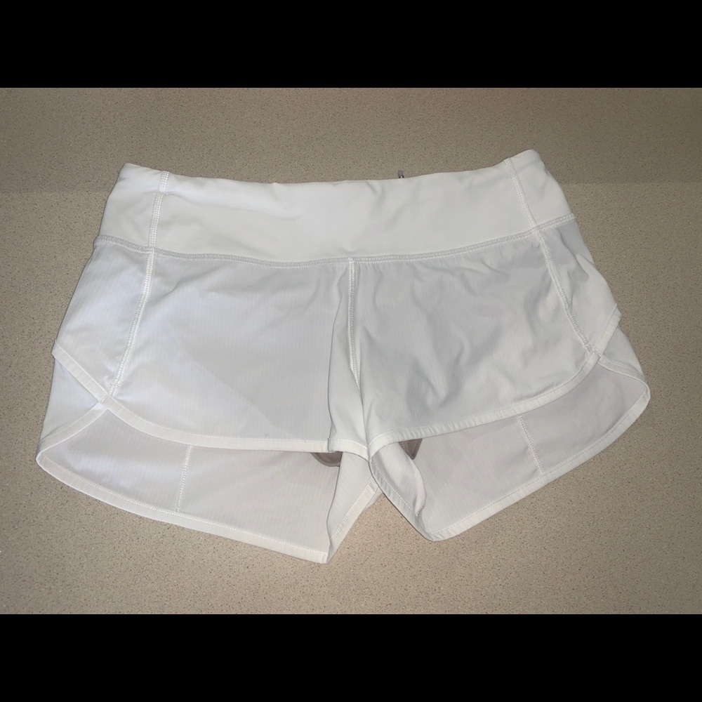 White Lululemon Speed Up Shorts 2.5”